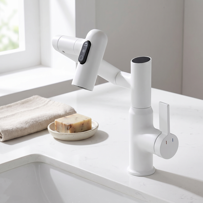 Thermara Bathroom Faucet spout close-up — Gray finish — Casa Norex (2)