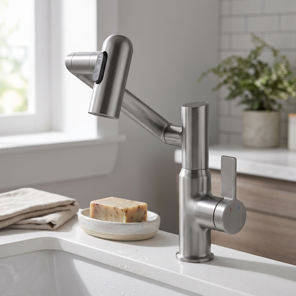 Thermara Bathroom Faucet full profile — Gold finish — Casa Norex