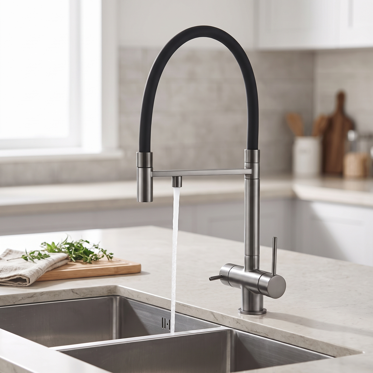Purestream Pull-Down Kitchen Faucet full profile — Brushed Gold finish — Casa Norex