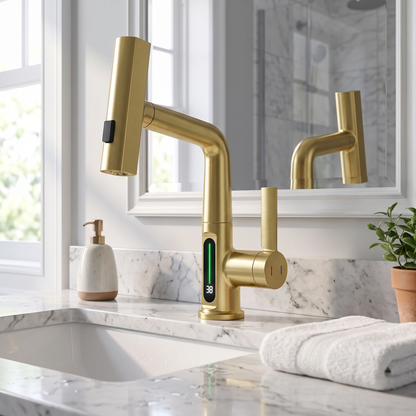 Novara Waterfall Bathroom Faucet mounting detail — Chrome finish — Casa Norex