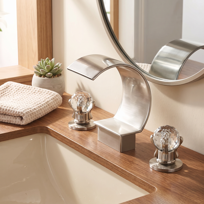 Crestfall Waterfall Bathroom Faucet valve detail — Black Bronze finish — Casa Norex