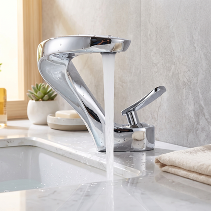 Belmara Bathroom Faucet countertop view — White finish — Casa Norex