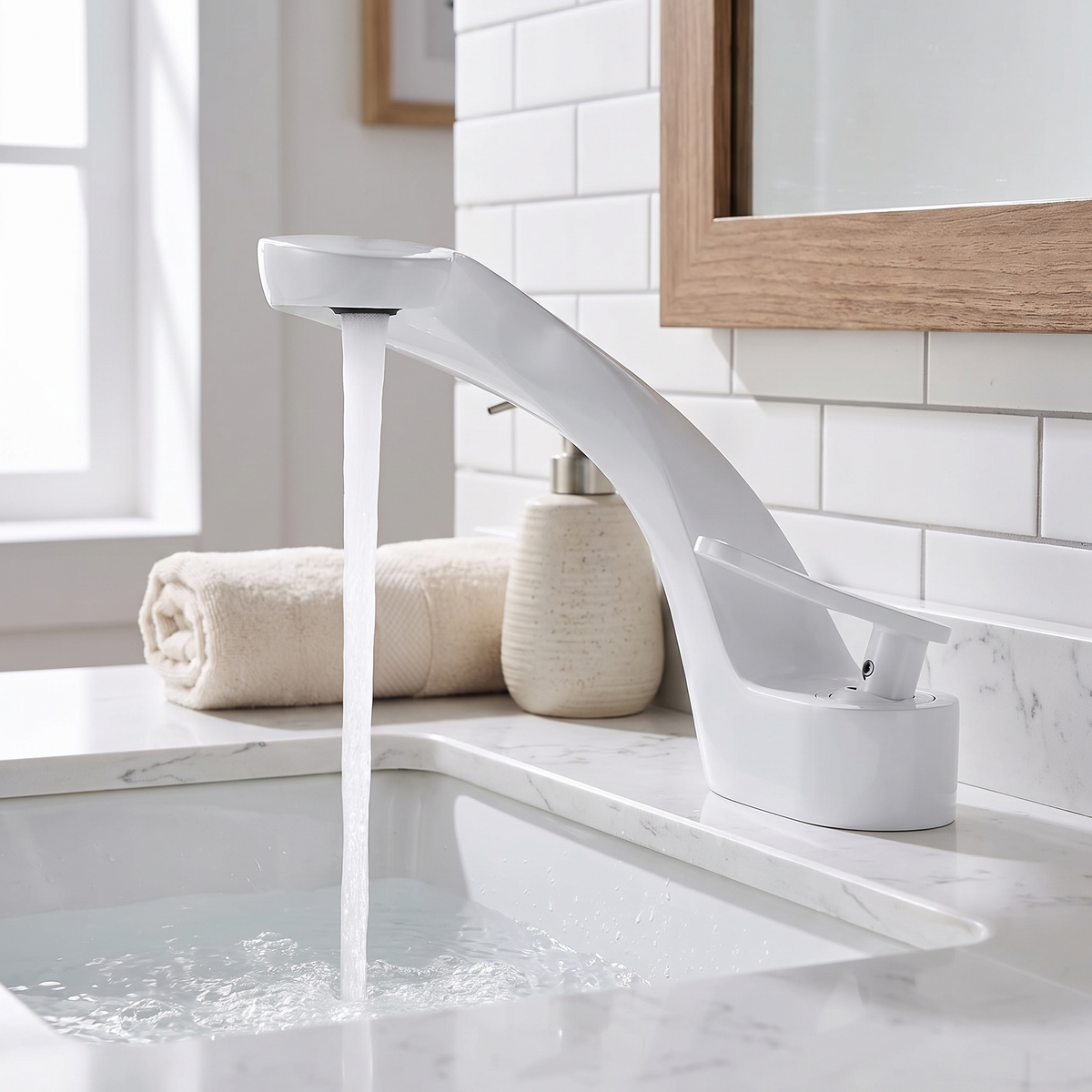 Belmara Bathroom Faucet lifestyle angle — Black finish — Casa Norex