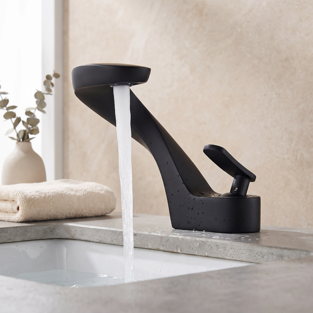 Belmara Bathroom Faucet base plate detail — Brushed Gold finish — Casa Norex