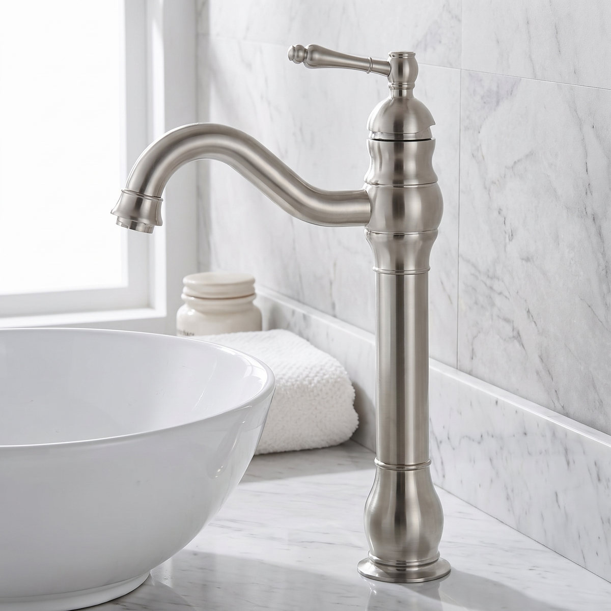 Kiruna Antique Vessel Sink Faucet - Brushed Nickel 8.7in