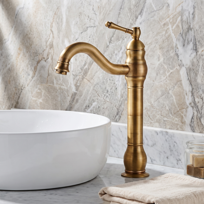 Kiruna Antique Vessel Sink Faucet - Antique Brass 8.7in