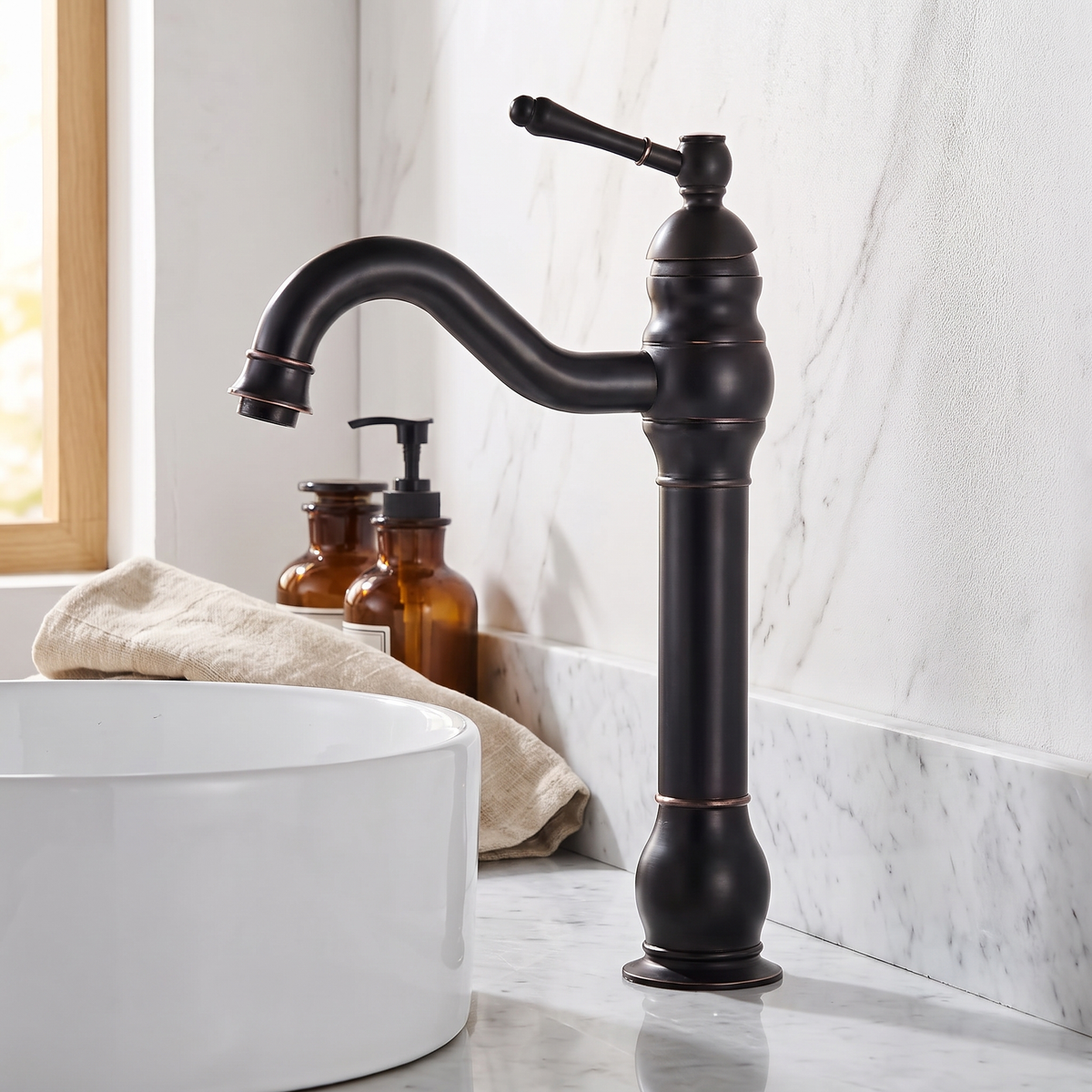 Kiruna Antique Vessel Sink Faucet - Matte Black 8.7in