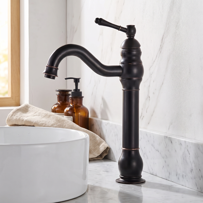 Kiruna Antique Vessel Sink Faucet - Matte Black 8.7in
