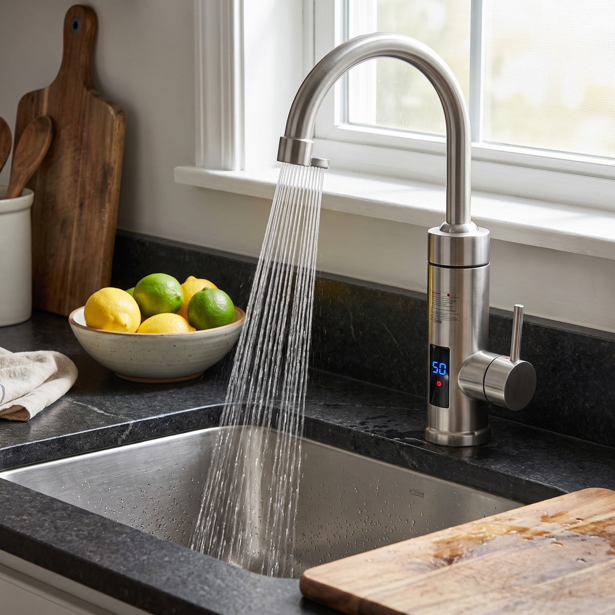 Thermosa Kitchen Faucet in kitchen setting — Instant Electric Water Heating | Casa Norex