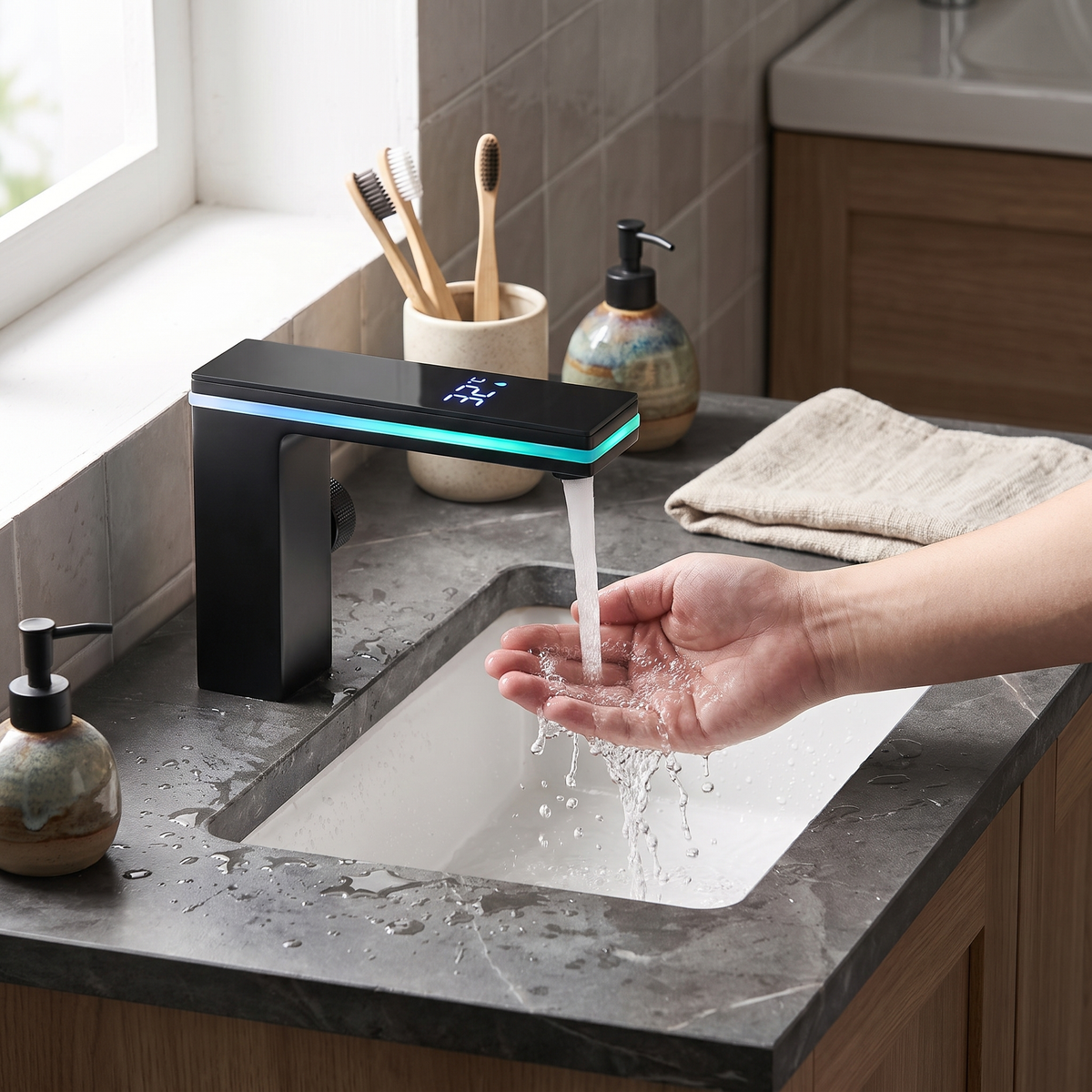 Bathroom Basin Faucet — solid brass with stainless steel in Matte Black finish | Casa Norex
