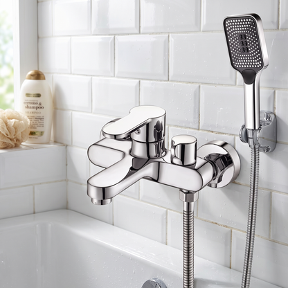 Diverta Shower Faucet Set aerator close-up — Gray finish — Casa Norex