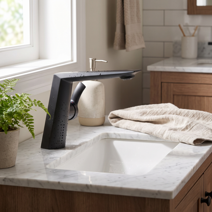 Halsa Single Handle Mixer Bathroom Sink Faucet - Black