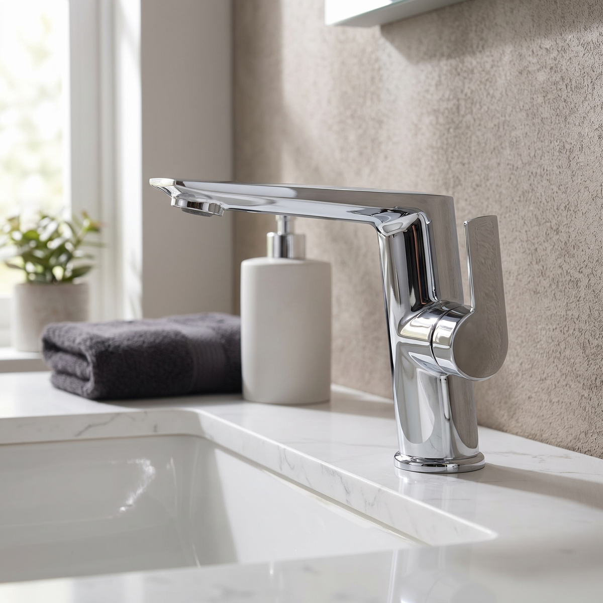 Halsa Single Handle Mixer Bathroom Sink Faucet - Chrome