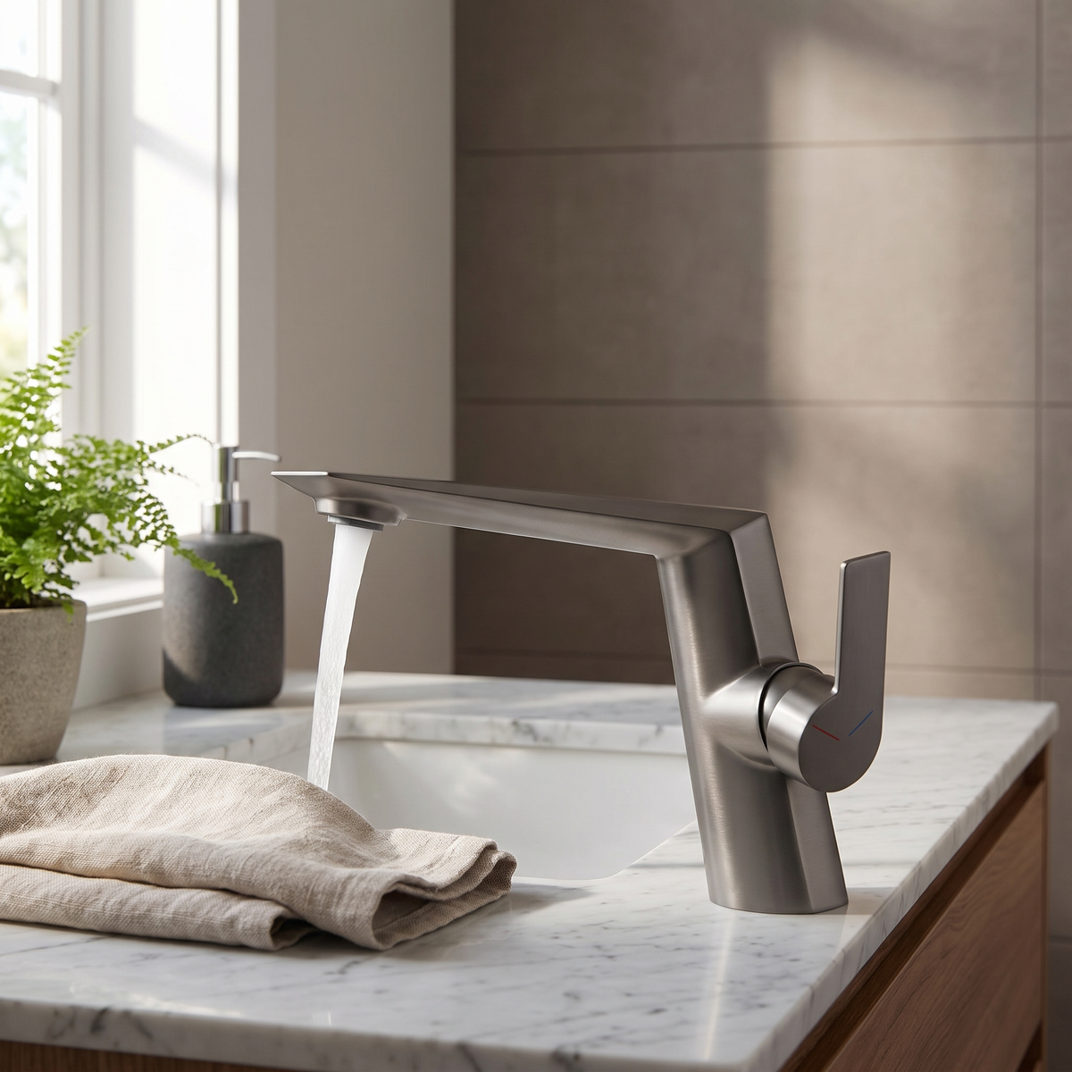 Halsa Single Handle Mixer Bathroom Sink Faucet - Gray