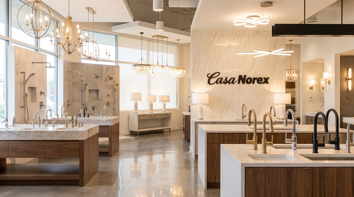 Casa Norex retail showroom - faucet and lighting displays