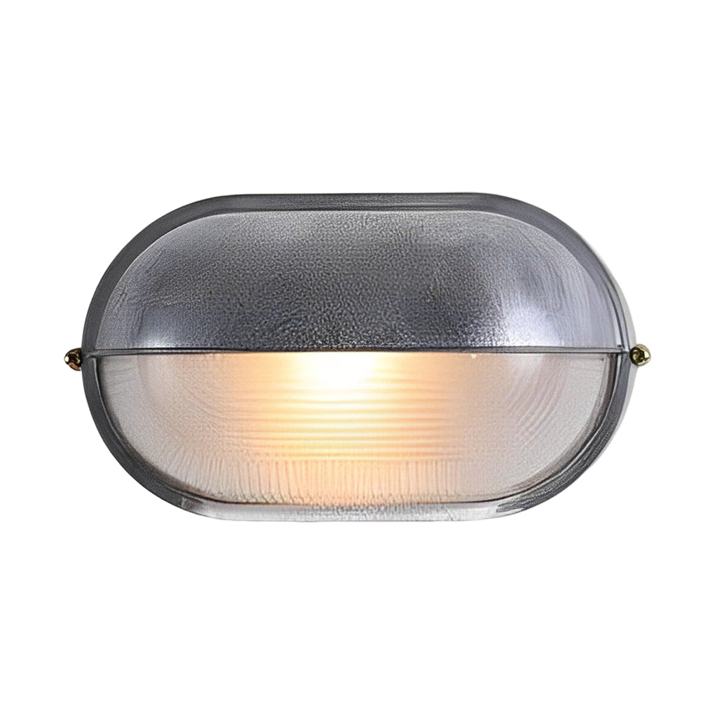 Bulkhead outdoor wall light horizontal oval shape with ribbed glass — Casa Norex
