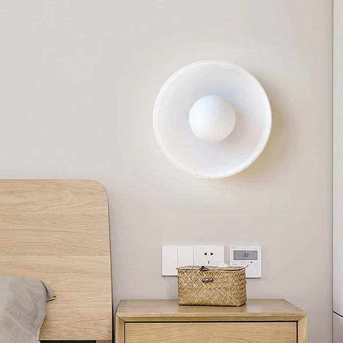 Close-up of frosted green glass dome on flush mount ceiling light | Casa Norex