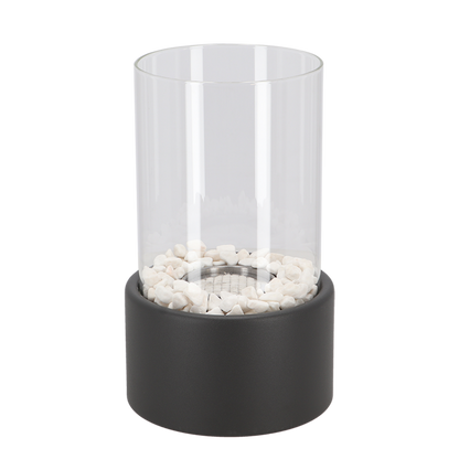 Black oil lamp with clear glass cylinder on a white background — Casa Norex