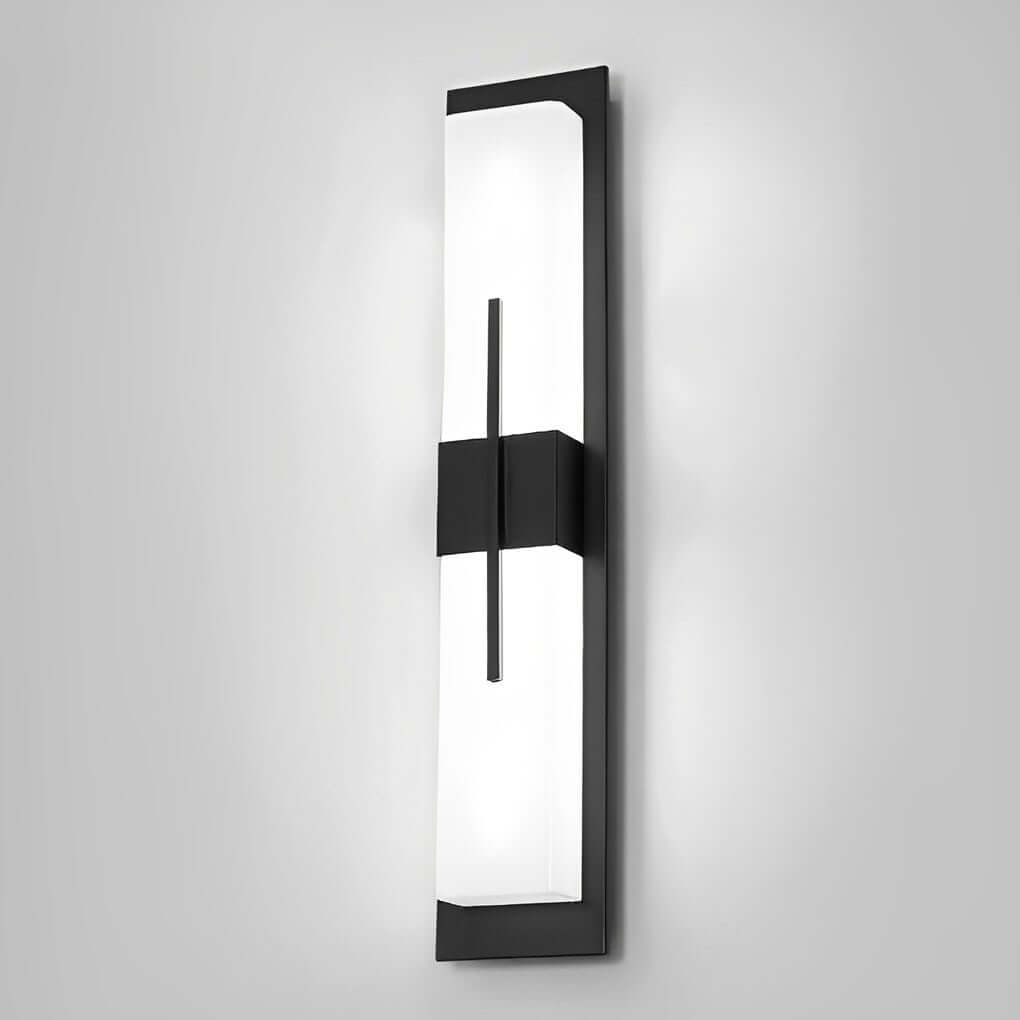 Tall rectangular outdoor wall light on minimalist concrete wall — stainless steel | Casa Norex