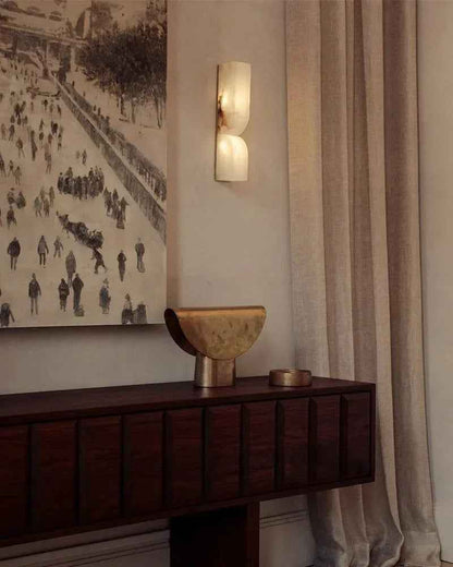 LightsStory Artisanal Alabaster Wall Sconce - Geometric Relief