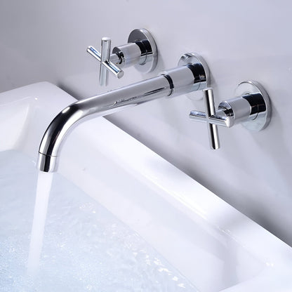 Rotare Wall-Mounted Bathroom Faucet spout close-up — Chrome finish — Casa Norex