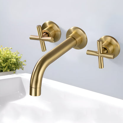 Rotare Wall-Mounted Bathroom Faucet in bathroom vanity setting — Double-Handle | Casa Norex