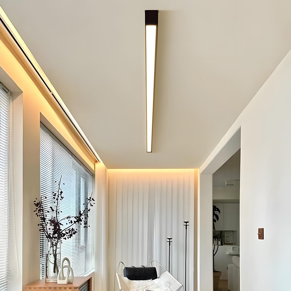 Slim dimming ceiling light — aluminum and acrylic strip design | Casa Norex