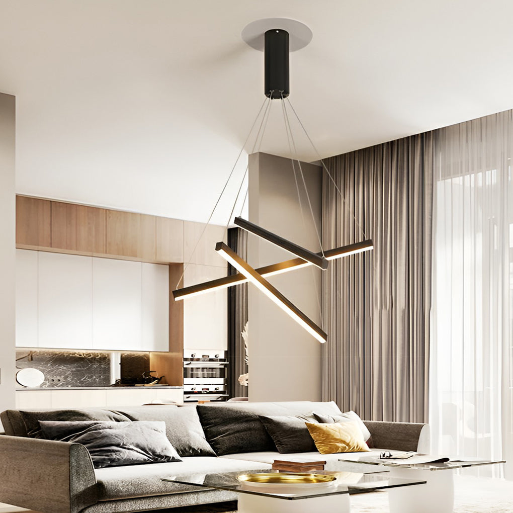 Crossbar Black Linear LED Chandelier, product view 2