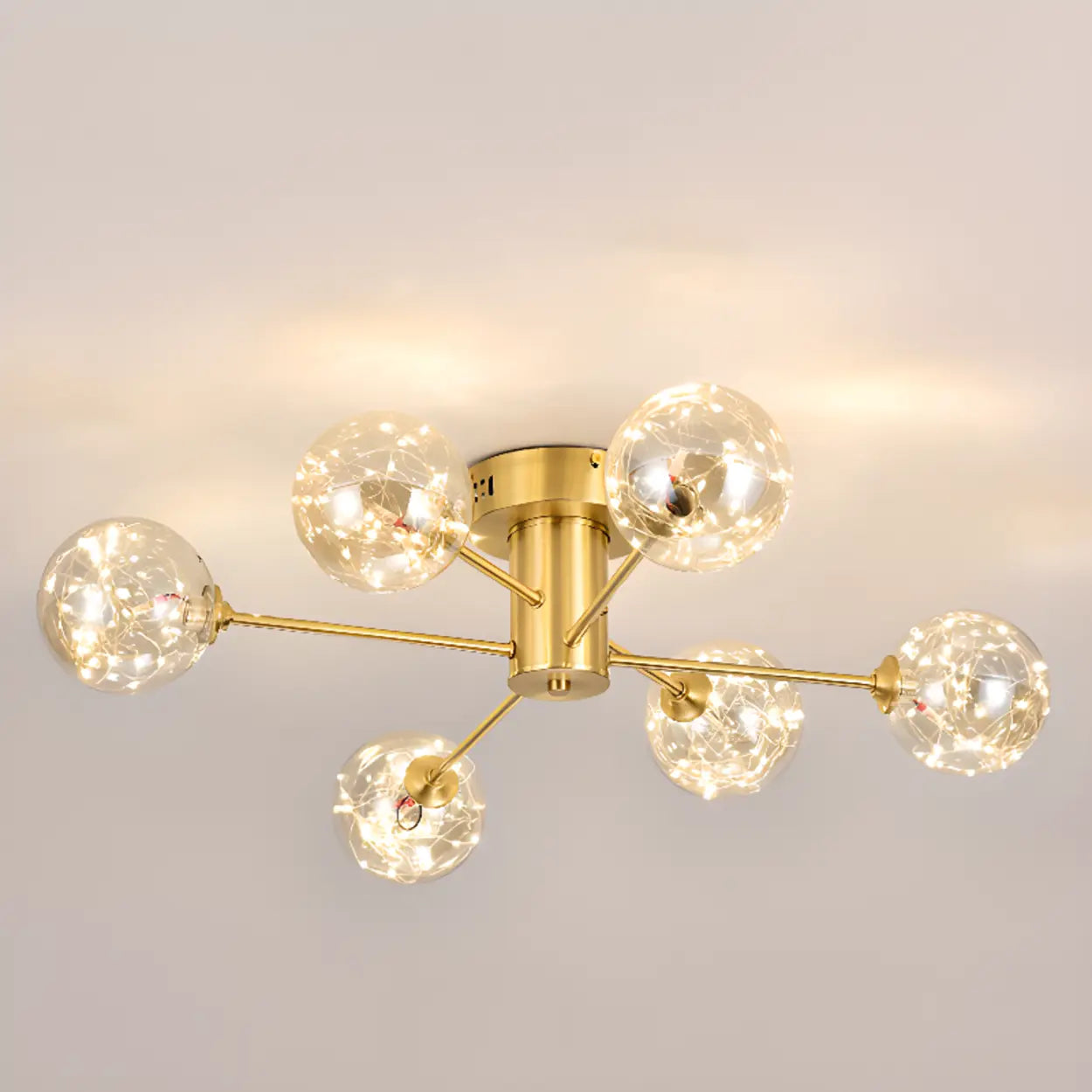 Gold bubble ceiling light in large living room - 12-bulb - Casa Norex