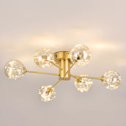 Gold bubble ceiling light in large living room - 12-bulb - Casa Norex