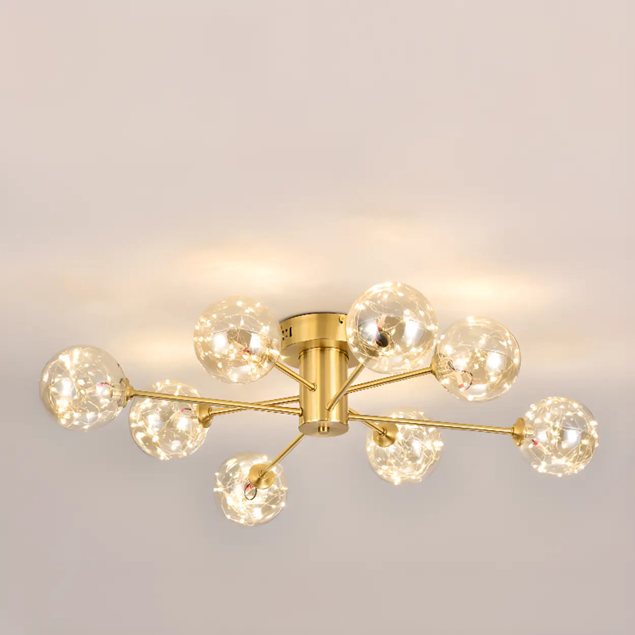 Gold bubble ceiling light Cognac glass variant - 8-bulb - Casa Norex