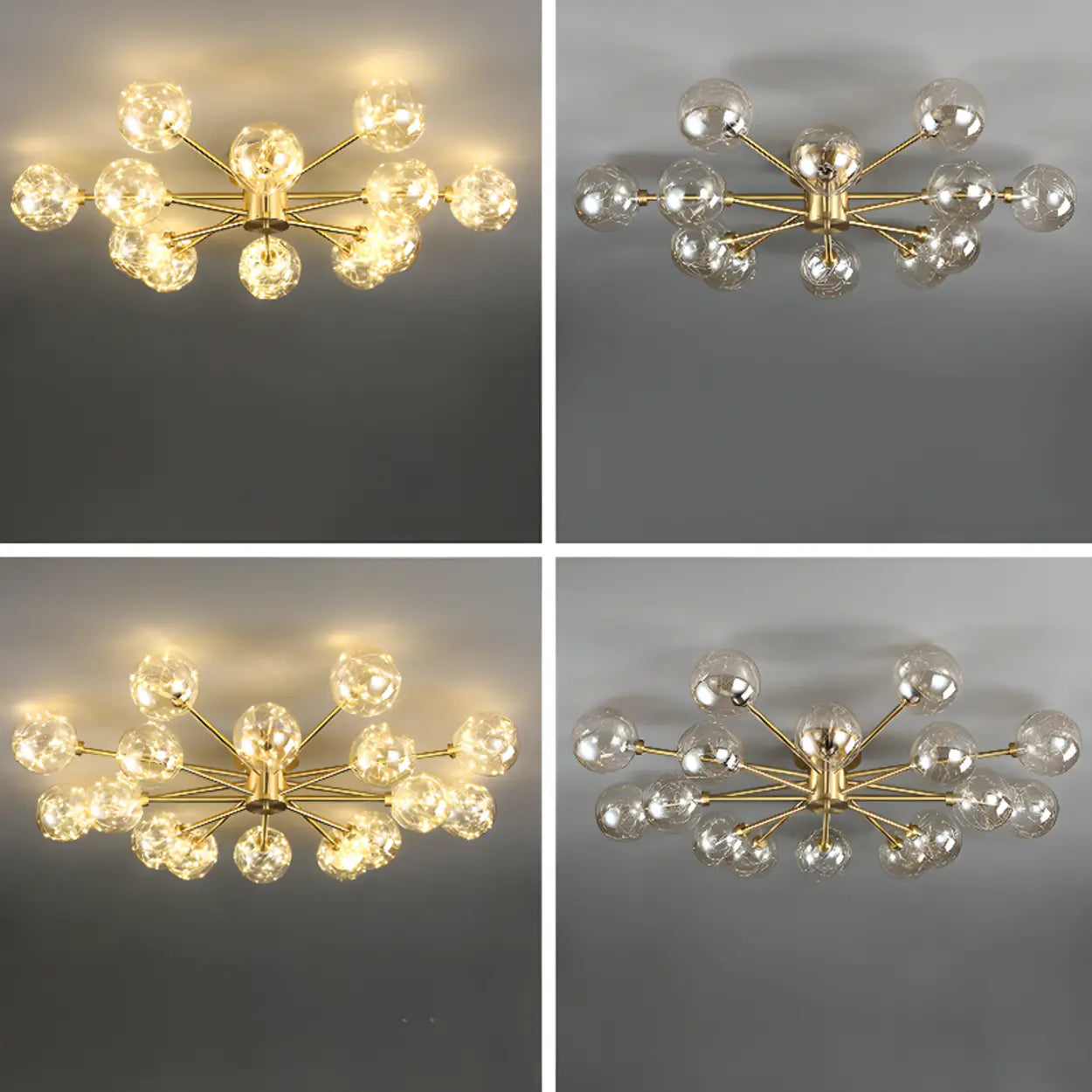Modern Gold Bubble Ceiling Light Large Room 12-Bulb Fixture