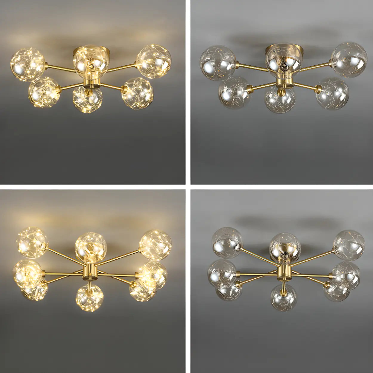 Modern Gold Bubble Ceiling Light Large Room 12-Bulb Fixture