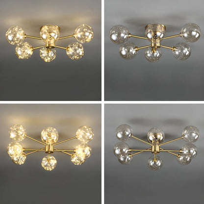 Modern Gold Bubble Ceiling Light Large Room 12-Bulb Fixture