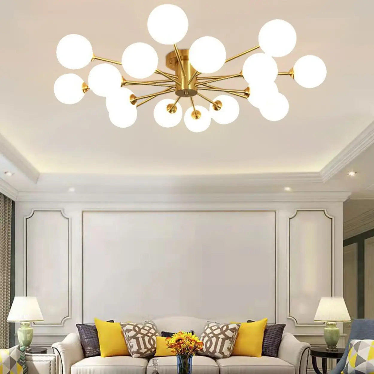 Modern Gold Bubble Ceiling Light Large Room 12-Bulb Fixture