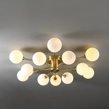 Gold bubble globe light white glass - dining room statement - Casa Norex