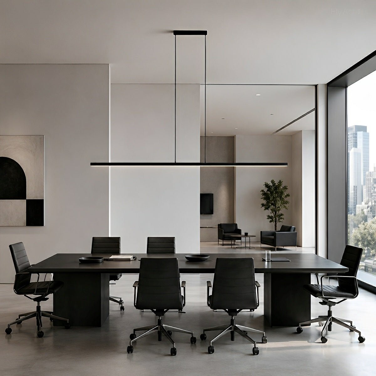 Close-up of aluminum strip and acrylic diffuser on linear pendant light | Casa Norex