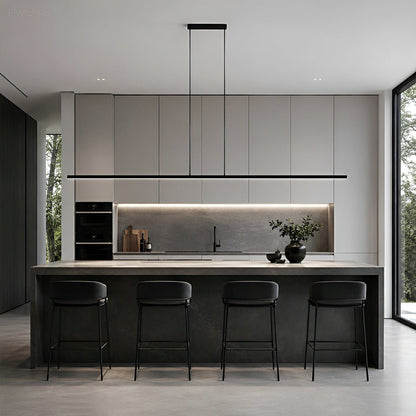 Linear strip pendant light in kitchen setting over an island — Casa Norex