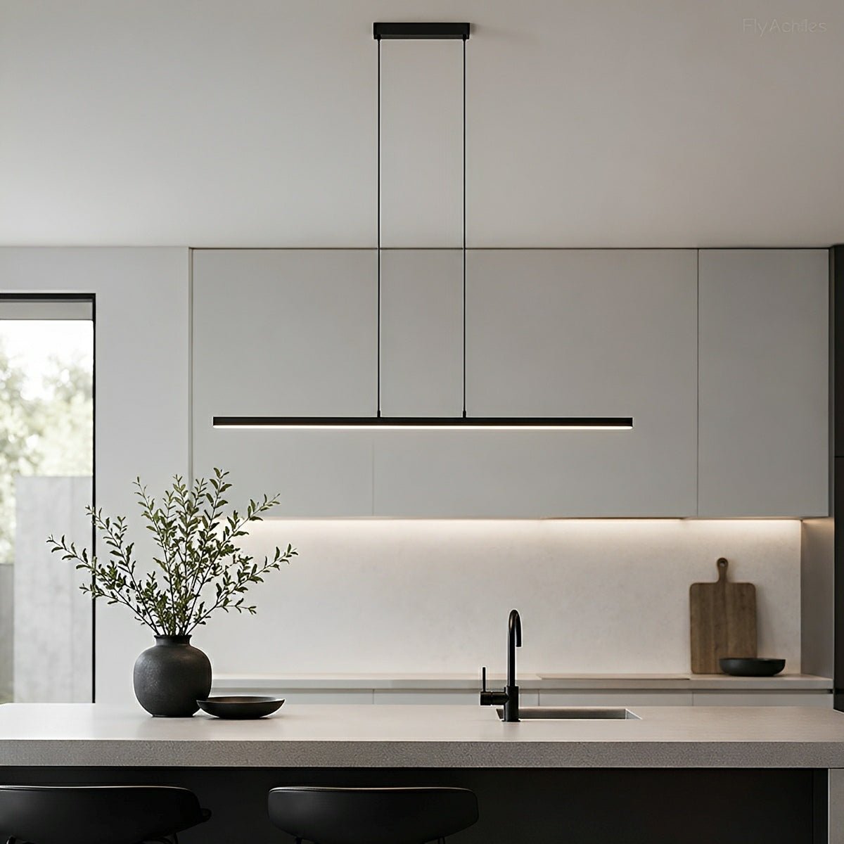 Linear strip pendant light — aluminum frame with acrylic diffuser | Casa Norex