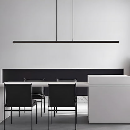 Linear strip pendant light in living room setting — Casa Norex