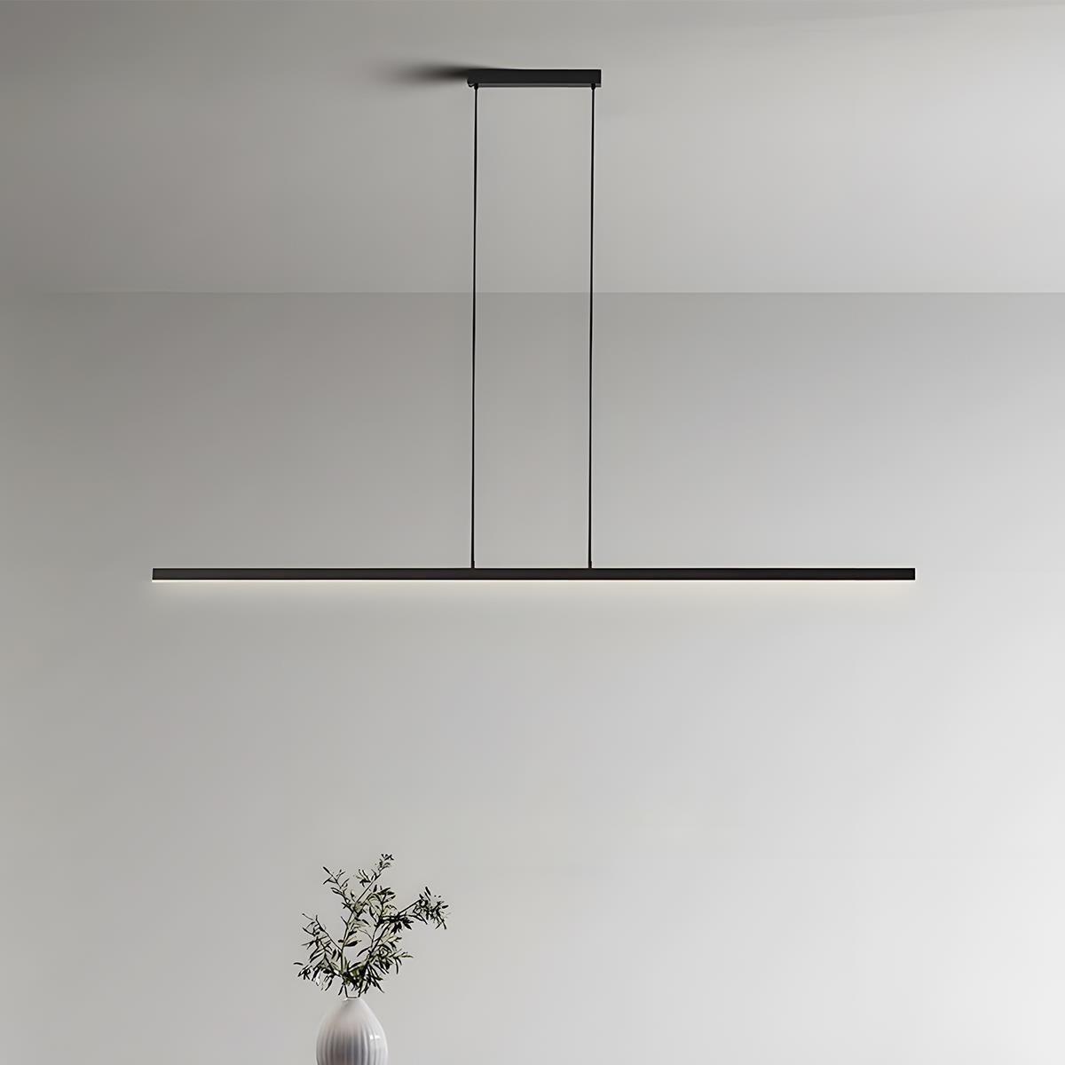 Linear strip pendant light glow detail — warm to cool white range — Casa Norex