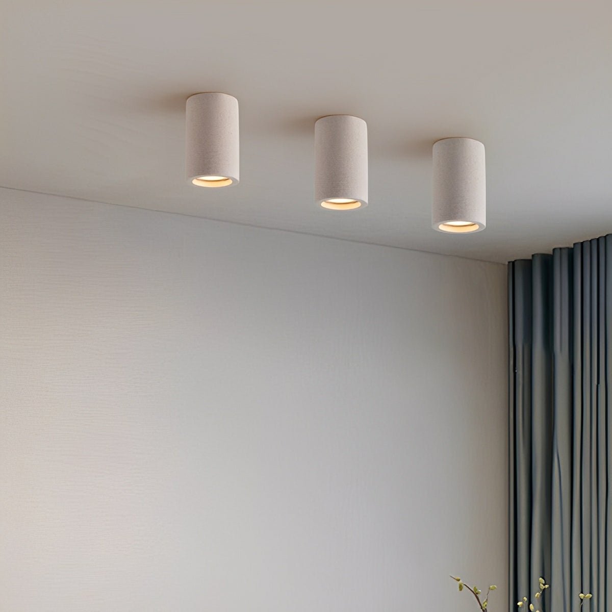 Round concrete ceiling light — cast concrete over aluminum housing | Casa Norex