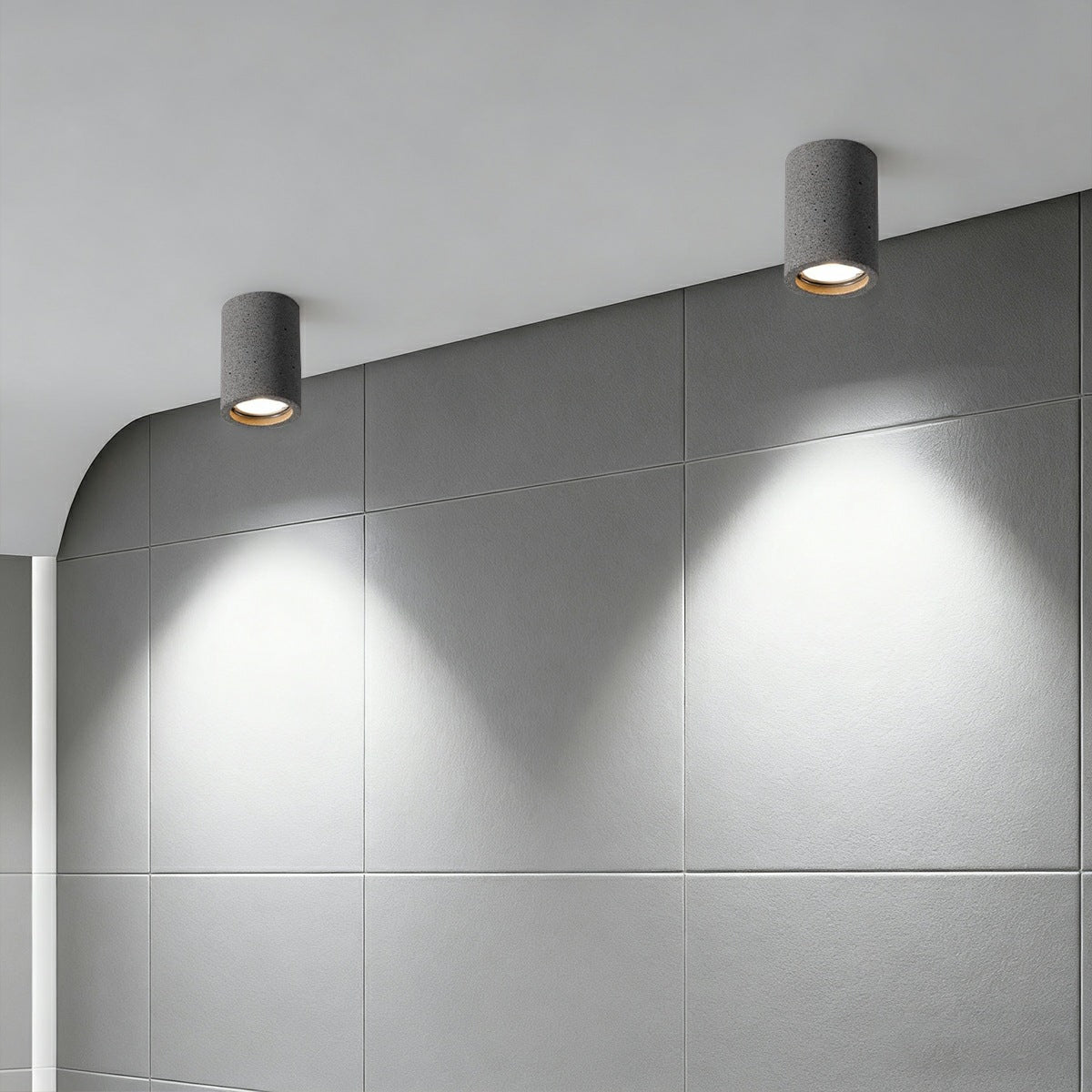 Concrete ceiling light GU10 bulb socket detail — Casa Norex