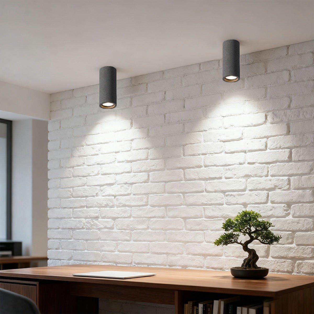 Concrete ceiling light in Light Concrete Gray finish — Casa Norex