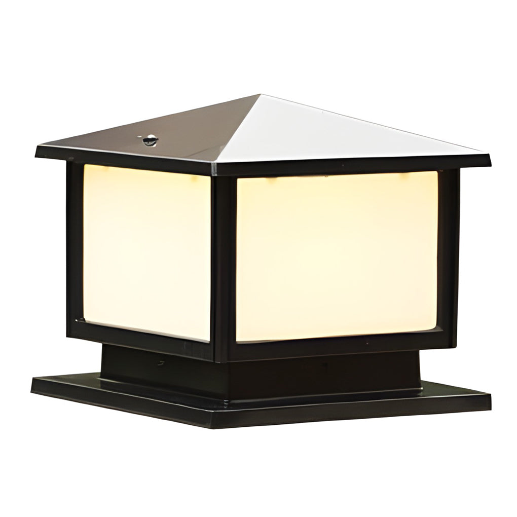 Brindle square pillar light with frosted panels and soft light on stone | Casa Norex