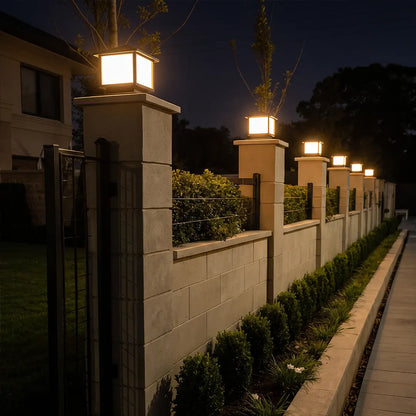 Brindle pillar lights on wall gate pillars | Casa Norex