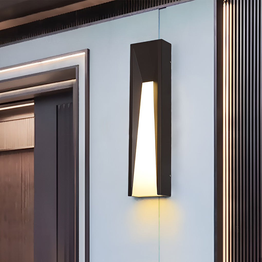Rectangular outdoor wall light at doorway — installed view | Casa Norex