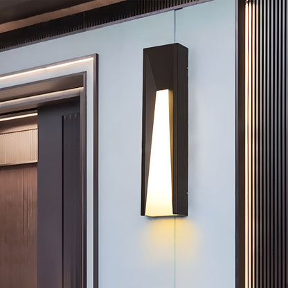 Rectangular outdoor wall light at doorway — installed view | Casa Norex