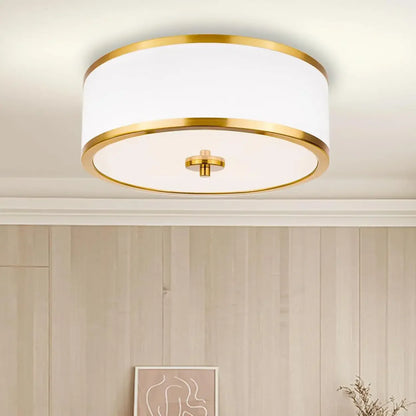 Fabric drum flush mount ceiling light minimal design | Casa Norex
