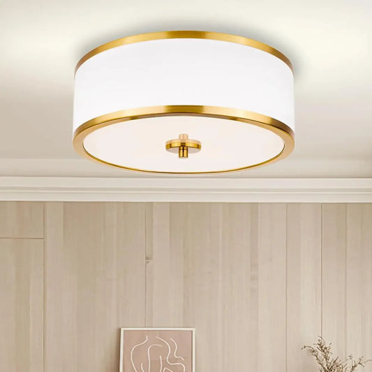 Fabric drum flush mount ceiling light minimal design | Casa Norex